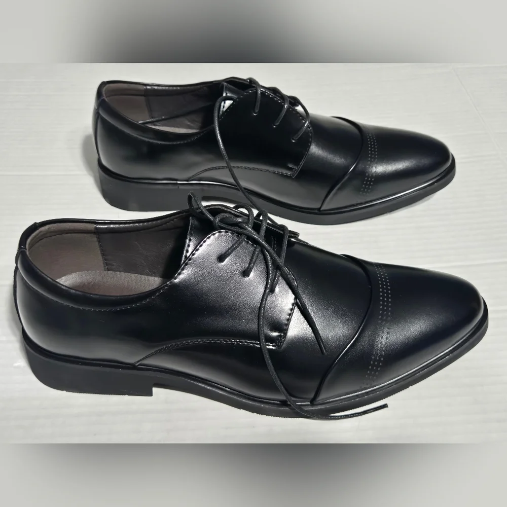 Men's Black Oxford Derby Dress Shoes Lace Up Business Casual Formal Size 8.5